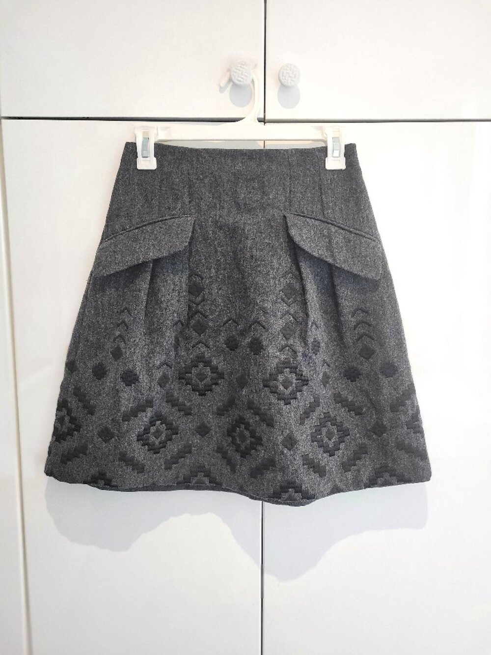 Nanette Lepore Foxy Skirt Wool Blend Aztec Print Size 0